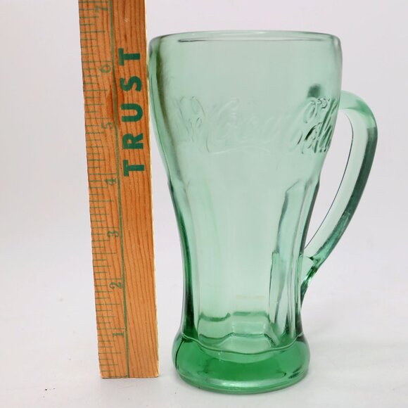 Coke Coca Cola Green Libbey Glass Heavy Drink Glasses Cups Mug - Picture 2 of 5